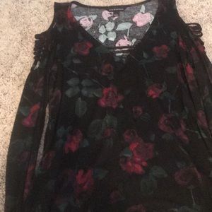 Rose print long sleeve shirt